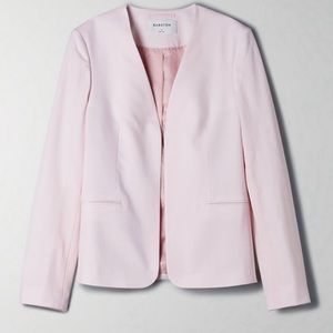 Babaton Atelier Aritzia Pink Wool Collarless Blazer sz 10 large